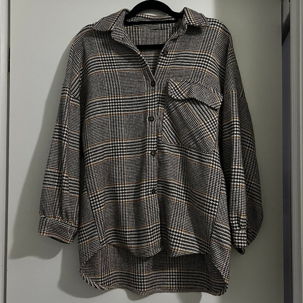 SHEIN Flannel Plaid Shacket — One Size